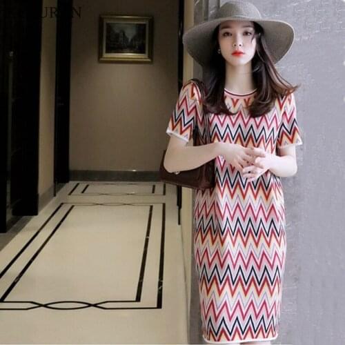 Summer Knit Rainbow Striped Womens Mini Dress Sleeveless Hollow Out Patchwork Womens Dresses 2021 Fashion Casual Lady Clothes