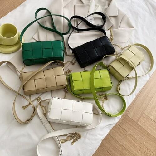 Woven womens bag new PU small square crossbody bag fashion one shoulder messenger chest bag female for shopping