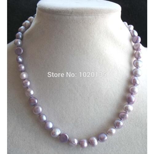 Freshwater pearl violet 7-9mm baroque nature necklace 16inch wholesale for woman gift