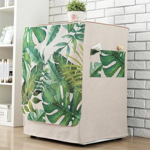1pc Practical Linen Cotton Forest Printing Dust Proof Dust Cover for Protecting Daily Life Washing Machine