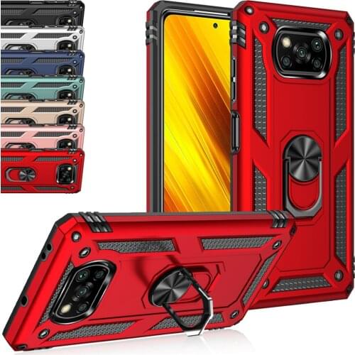 Luxury Armor Shockproof Case For Xiaomi Mi POCO X3 x3 nfc Coque Ring Holder Magnet Cover For Xiaomi Poco X3 NFC x3nfc Case Funda
