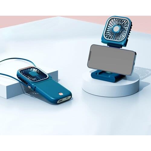Mobile Phone Holder Bracket Fan Hand-held Portable USB Charging Fan 3000mA 90 Degrees Swivel Folding Fan Three-level Speed