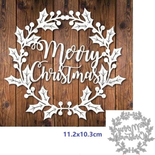Merry Christmas Metal Cutting Dies Red DIY Scrapbooking Dies Embossed Paper Card Template 2022 New Year Xmas Stencil For Decor