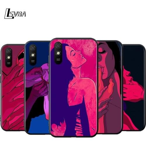 Sexy Lips Hot Girl Silicone Cover For Xiaomi Redmi K40 K30i K30T K30S K30 K20 10X Ultra Pro Black Soft Phone Case Shell