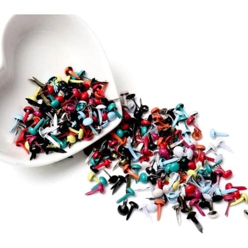 Mixed Pastel Round Brads Scrapbooking Embellishment Fastener Brads Metal Crafts For Diy shoes Decoration Spikes 5X10mm 100PCs