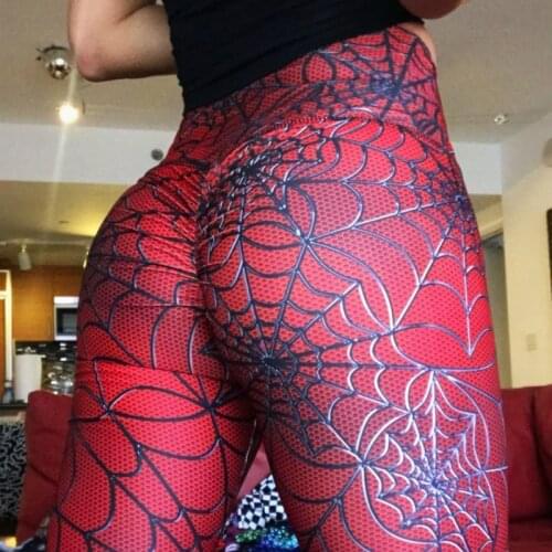 Steel Armor Weave Print Yoga Leggings Sport Women Fitness Tights Scrunch Bum Workout Sexy Jogger Pants Spider Web Training Wear