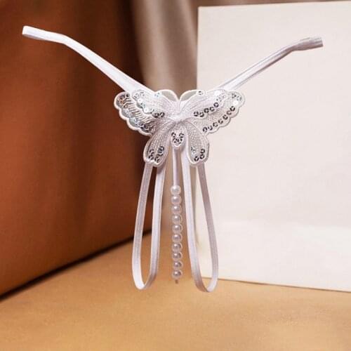 Puimentiua Lingerie Femme Sexy Thong Pearl Transparent Underwear Women Sexy Ropa Interior Femenina Bow Underpants Women Panties