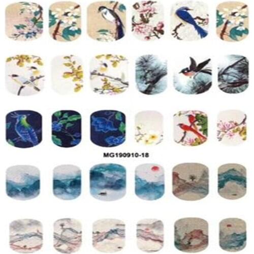 High Quality Japanese Style 3d DIY Marble Lines Pictures Nail Stickers Acrylic Water Slide Nail Decals Nail Art Manicure Women