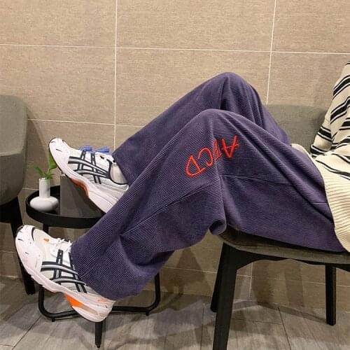 Womens pants Corduroy pants womens autumn and winter new thick retro casual pants straight loose and thin all-match y2k