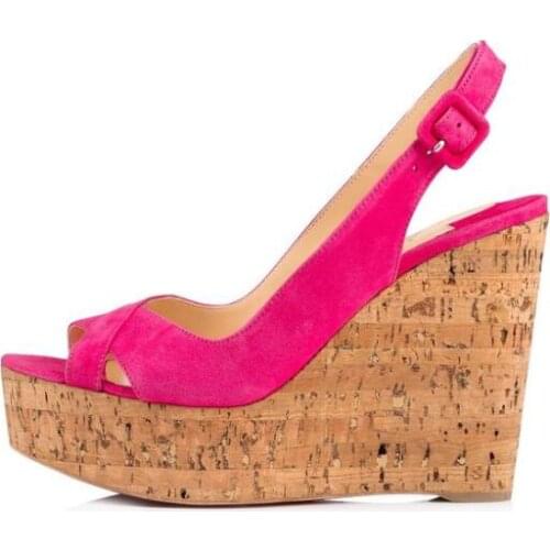 Moraima Snc Sexy Platform Wedge Shoes Peep Toe Slingback Women Pumps Summer Cutouts Gladiator Sandals Rose Pink White