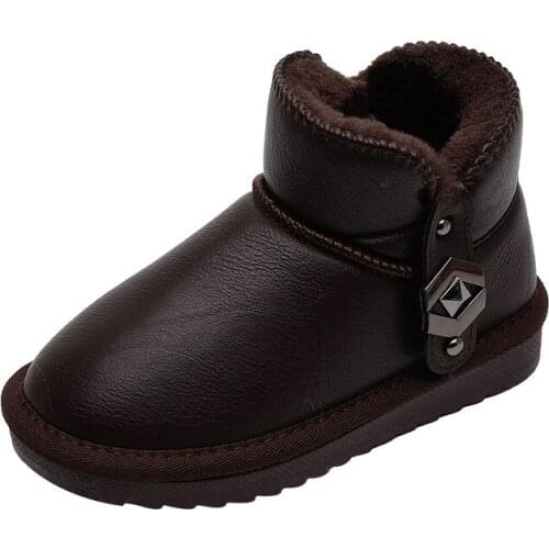 2020 Boys Girl Winter Waterproof Leather Boots ChildrenS Sport Shoes Snow Warm Flat Boots For Kids Sneakers 3 5 8 9 11 12 Years