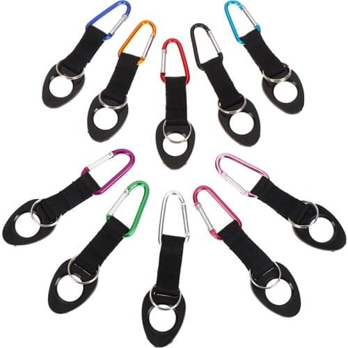 1pc Hiking Water Bottle Holder Hook Belt Clip Aluminum Silicone Carabiner Key Ring