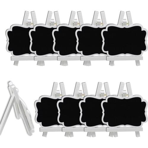 HAOLIVE 10PCS Wooden Clover Easel Blackboard Hollowed Carvings Ornaments For Party DIY Wedding Birthday Party Sign Table Decor