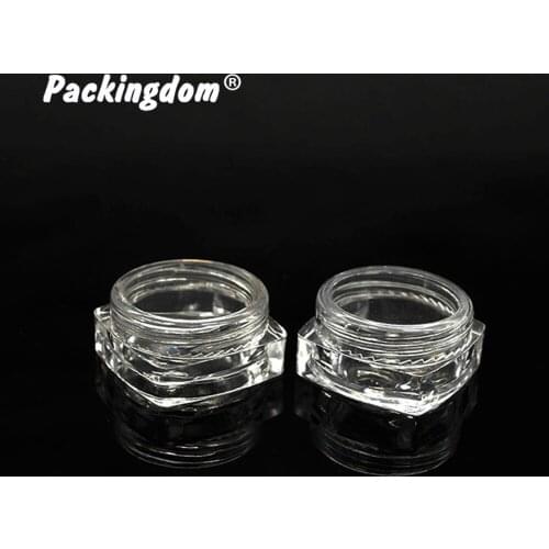 100pcs Plastic Sample Jar Square Bottom Clear Small Packaging Tins Nail Art Box Eyeshadow Cream Pot Empty Cosmetics Container 3g