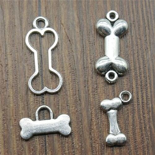 20pcs Bone Pendant Charms Antique Silver Color Bone Charms Jewelry DIY Bone Charms For Bracelet Making