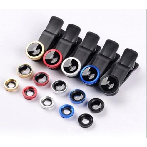 3-in-1 Wide Angle Macro Fisheye Lens Camera Kits Mobile Phone Fish Eye Lenses with Clip 0.67x Wide-angle lens for All Cell Phone