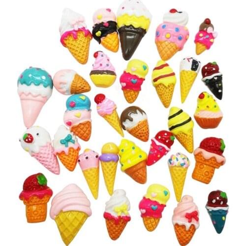 30pcs Handmade Ice Cream Resin Miniature Cabochons Candy flat back resins for hair bow Scrapbooking DIY Craft Supplies