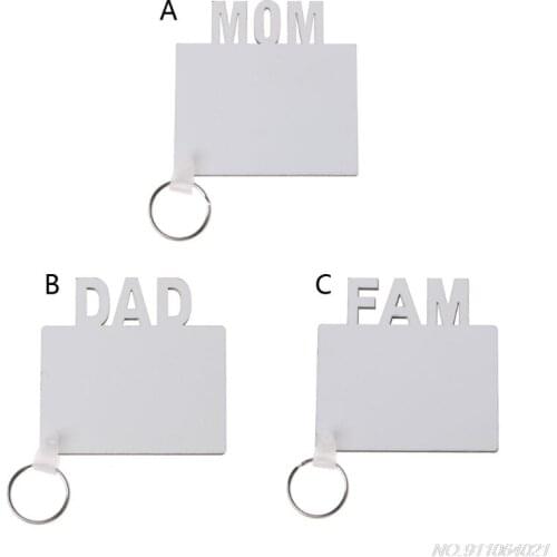 5Pcs Blank Mom Dad Family MDF Keychain Sublimation Heat Transfer Photo Wooden DIY Keychain Keyrings Kit Jewelry Making Wholesale