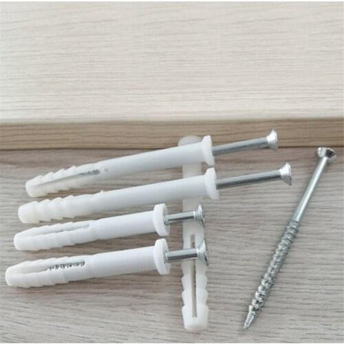 50 Pcs 60mm 80mm Rubber Expansion Pipe Flat Round Head Self-Tapping Screw Screws Nylon Tube Wall Wood Hardware Tool