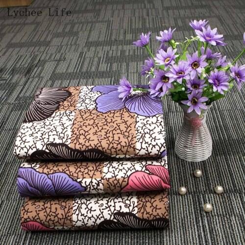Lychee Life 1Yard African Ankara Tissue Fabric Small Flower Prints Batik Fabric For Party Dress Diy Sewing Accessories