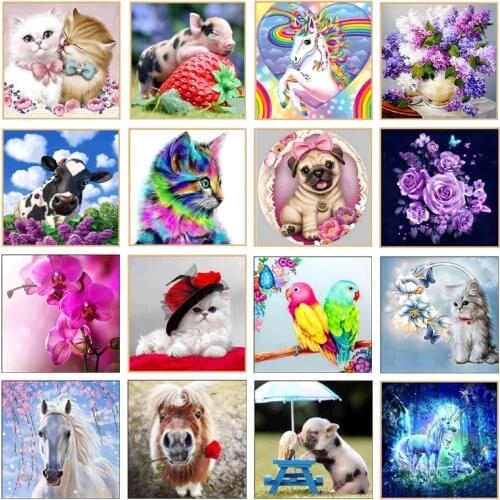Animals Diamond Painting Full Drill Dog Cat Mosaic Art Embroidery Rhinestone Picture Puzzle Toys Children Gifts Decor Small Size