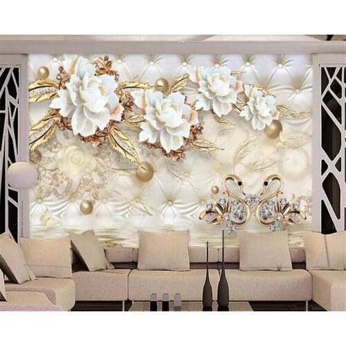 Beibehang Custom classic super silky 3d wallpaper modern minimalist floral wallpaper family home decoration decorative painting