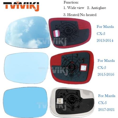 TVYVIKJ 1 pair Side rearview mirror blue glass lens For Mazda CX-4 CX-5 CX4 CX5 2013-2021 Wide Angle View anti glare door mirror