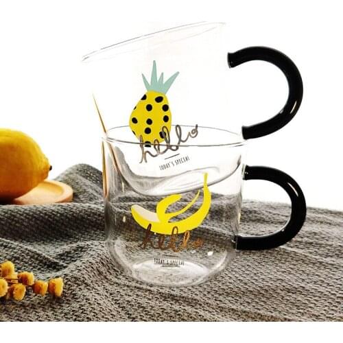 Large glass small fresh Nordic printed water cup ins hot gold portable hand cup breakfast cups milk cup coffee cup