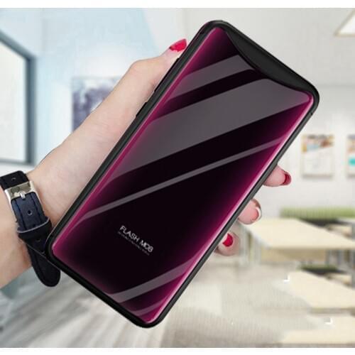 Bordeaux red Tempered Glass Back Cover Case For OPPO Find X Protective Cases For OPPO FindX case Original color shell cover