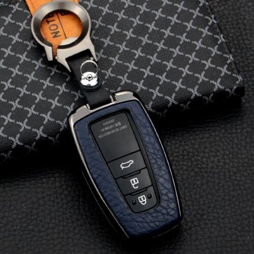 Cow Leather Car key cover 2/3/4 Button keyless Case For Toyota Camry CHR Prius Corolla RAV4 Prado 2017 2018 2019 keychain House
