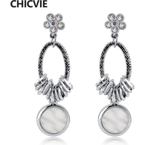 CHICVIE Silver Color New High Quality Fashion Jewelry Newest Design Plating Drop Earring Charm Earring Jewel Earrings SER170011