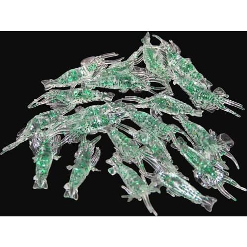 JSM 40 pcs/lot green/golden soft silicone shrimp fishing lure carp bait for ice fishing tackle