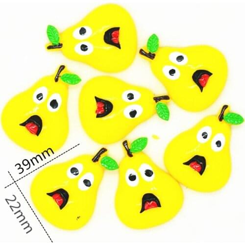 10PCS 22mmX39mm Kawaii Pear Flatback Cabochon|Crazy Fruit Party Decoration miniatures| Summer Fruit Party Flatback Deco