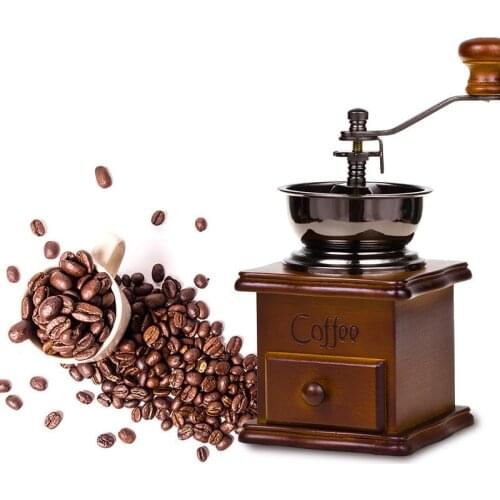 Coffee Bean Grinder Wooden Manual Grinder Retro Spice Machine Mini Burr Mills With Ceramic Millston Coffeeware Kitchen Supplies