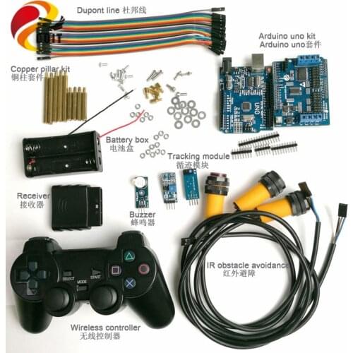 Wireless Handle Control Kit with UNO Board+Motor Driver+Joystick+IR Obstacle avoidance+Tracking Module+Buzzer for Arduino Car