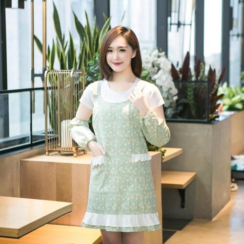 Korean fashion cute female one-piece adult sleeve anti-fouling kitchen apron cooking anti-dressing straps smock