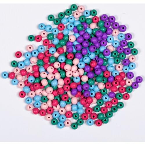 100pcs/lot Colorful Painted Natural Wood Ball Bead Eco-friendly 8mm Round Wooden kralen for DIY Handmade Bracelet Jewelry Making