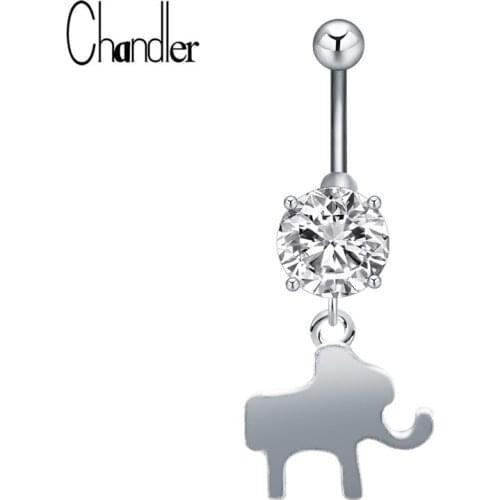 Chandler Round CZ Jewelry Gold-color Belly Button Rings Clear Cubic Zirconia Piercing Body Piercing Body Jewelry Drop Shipping