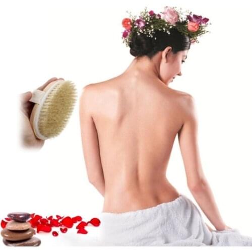 Hot Dry Skin Body Brush Soft Natural Bristle Shower Brushes Wooden Bath Shower Bristle Brush SPA Body Brushes Without Handle
