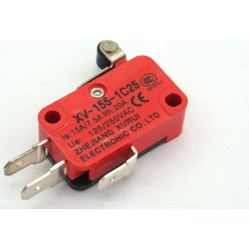 155-1C25 SPDT NO+NC Micro Switch Short Roller Lever Type Bolt Terminal IP40