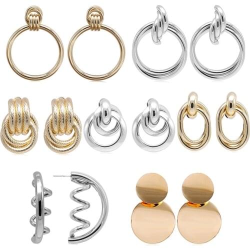 Fashion Big Geometric Filigree Round Earrings Dangle Drop Earing Statement Earrings for Women Modern Female Jewelry