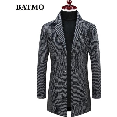 BATMO 2021 new arrival autumn&winter wool trench coat men,mens overcoat ,plus-size M-4XL 885