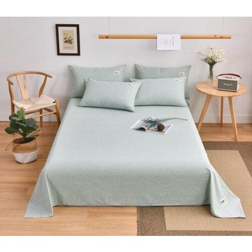 1 Pcs Cotton Solid Color Bed Sheet Elastic Plain Household Coverlet Washable Bedspreads Dus-tproof Protectors For Queen King Bed