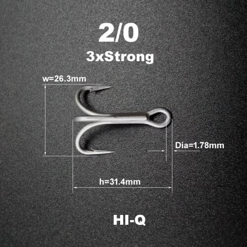 Wholesale 2/0# high carbon steel Fishing Hooks Treble Hook High Quality fishing accessories 3xStrong
