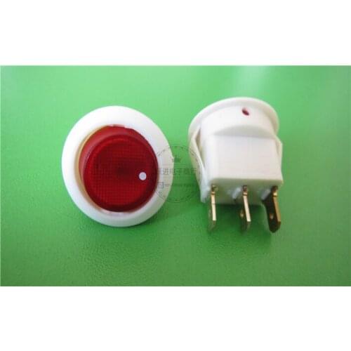 Original new 100% SR-06 round rocker power switch 3pin 2gear lighting warp rocker arm switch 6.5A250V black white red button