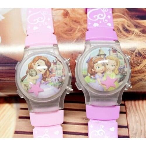 Sell silica gel cartoon glitter watch girl cartoon cartoon watch flashing light watch child watch female kids watch