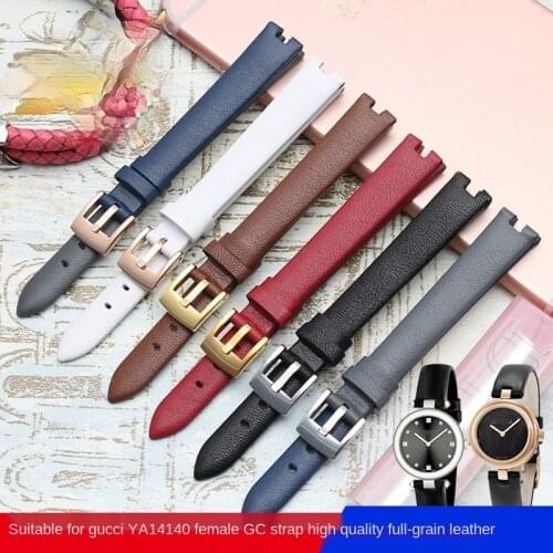 Notch Genuine Leather Strap for Gucci Watch Womens Watch Belt Ya141501 Ya141401 Series GC Leather Watch Band 12mm 14mm
