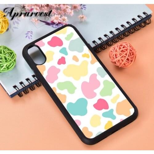 Aprarvest Cow Print Multicolor Silicone Rubber Phone Case Cover For iPhone 6 6S 7 8 PLUS X XS XR 11 12 MINI PRO MAX