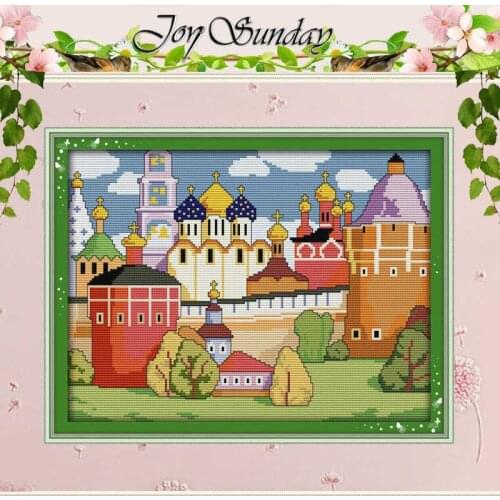 Spring Castle Patterns Counted Cross Stitch 11 14CT Cross Stitch Set Wholesale Scenery Cross-stitch Kits Embroidery Needlework