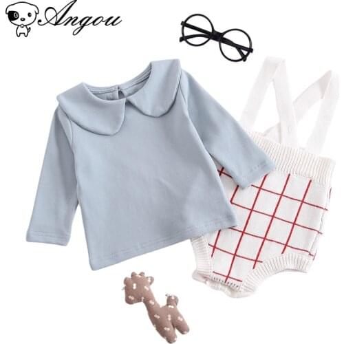 Angou Knitting Infant Baby Boy Girl Bodysuit Autumn Jumpsuit Striped Casual Plaid Sleeveless Spring Newborn Pure Outfits Clothes